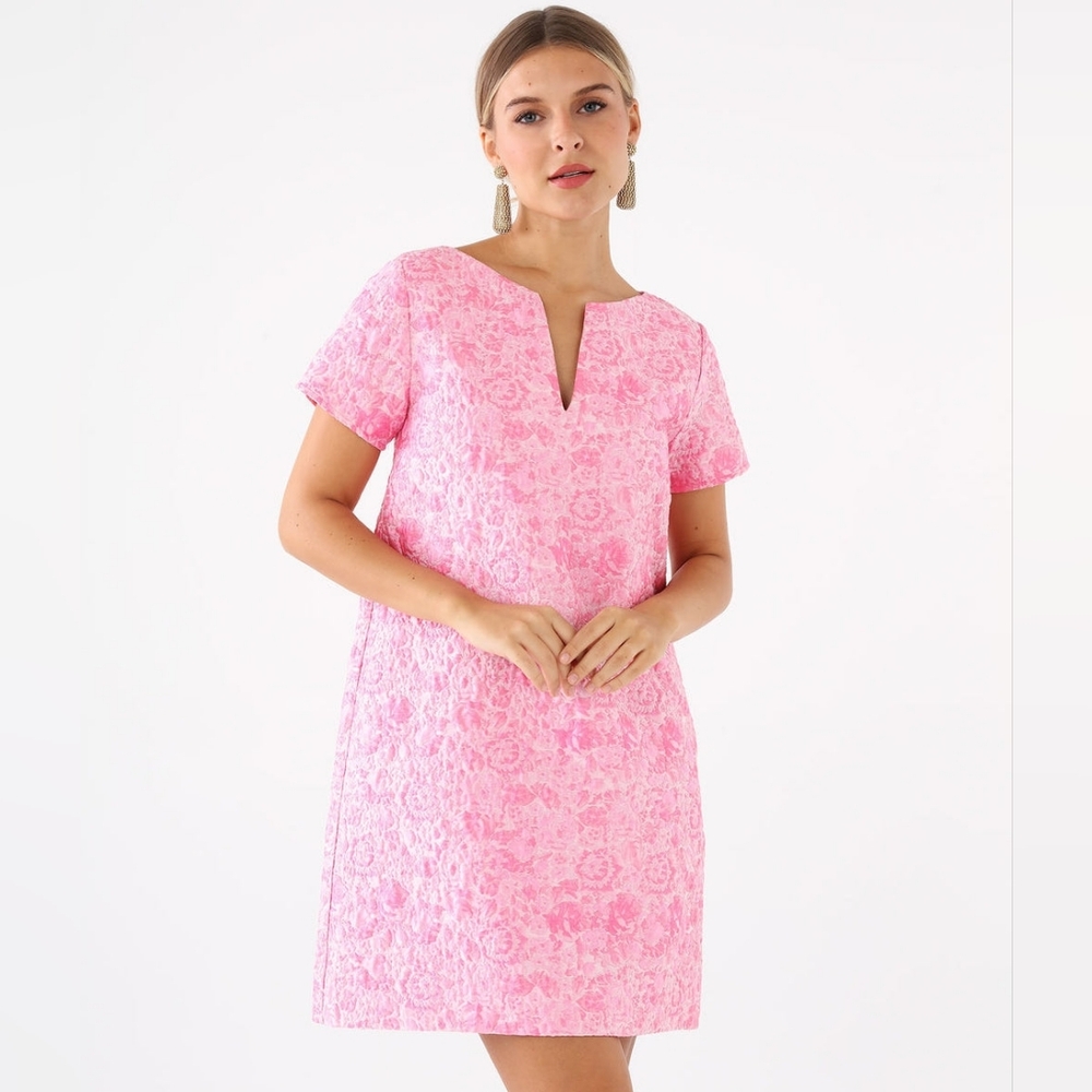 Abbey Glass Lulu Dress Pink Bubble Jacquard